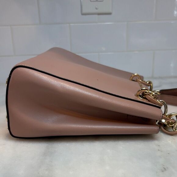 Michael Kors Bag Purse Handbag Leather Cynthia Pink Chain Satchel Pocketbook - Picture 16 of 16